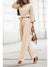 Apricot Boat Neck Knot Wide Leg Jumpsuit