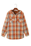 Blue Snap Button Sherpa Lined Hooded Flannel Jacket