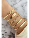 Gold Hollow Out Love Letter Heart Open Cuff Bangle 5pcs