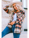 Brown Plaid Button Up Long Sleeve Flannel Shacket