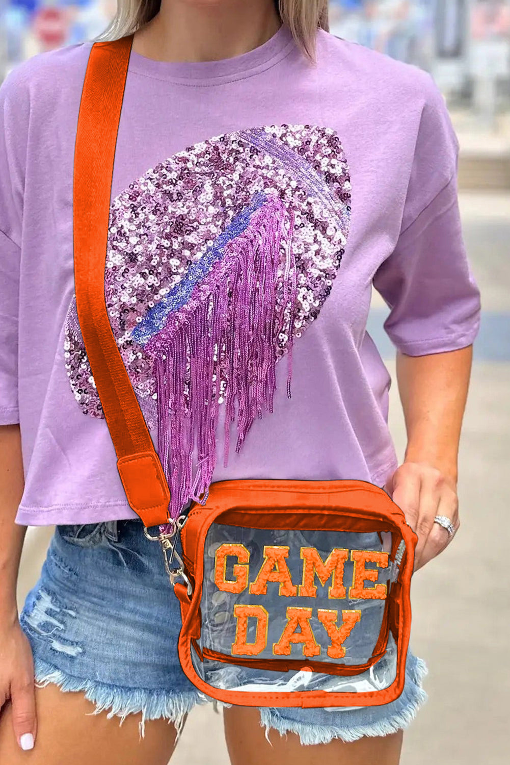 Black Chenille GAME DAY Pattern Clear Bag