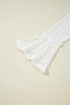 White Sheer Lace Bell Sleeve Mock Neck Blouse