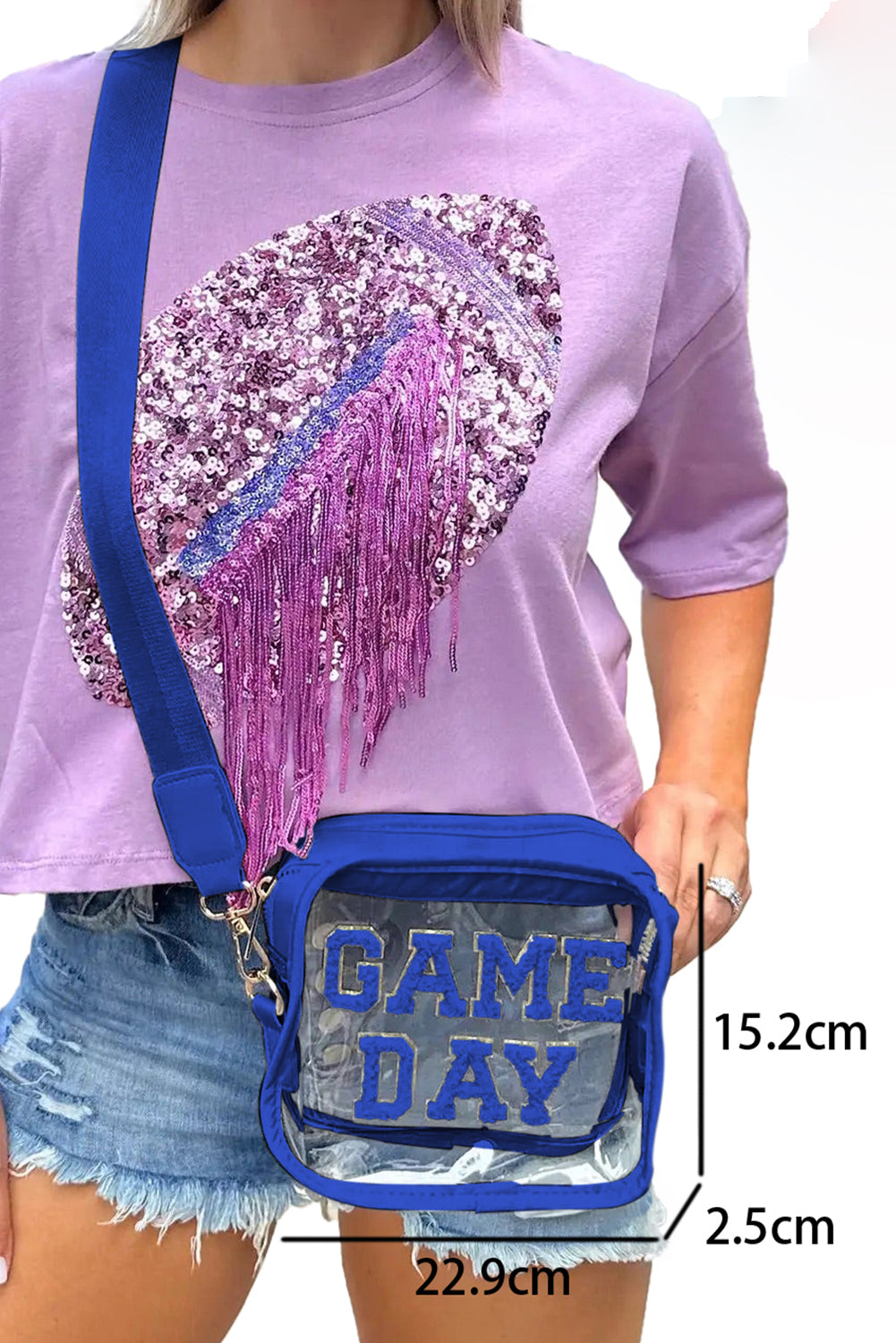 Black Chenille GAME DAY Pattern Clear Bag