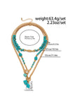Gold Irregular Turquoise Beads Multi Layer Chain Necklace