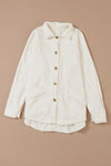 Beige Button-Up Stitching Pocketed Shacket