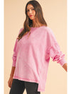 Orchid Petal Mineral Wash Drop Shoulder Oversized Sweatshirt