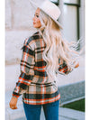 Brown Plaid Button Up Long Sleeve Flannel Shacket