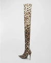 Cocoa Yacht Club Leopard Snakeskin Pointed Toe Over The Knee Boots