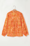 Bonbon Abstract Print Loose Fit Collared V Neck Babydoll Blouse