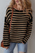 Black Stripe Drop Shoulder Round Neck Loose Sweater