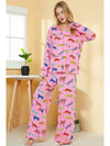 Pink Cheetah Print Shirt and Wide Leg Pants Pajama Set