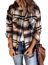 Brown Plaid Button Up Long Sleeve Flannel Shacket