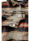 Brown Plaid Button Up Long Sleeve Flannel Shacket