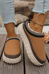 Black Contrast Stitch Detail Plush Winter Clog Slippers