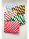 Bright Pink Checkered Print Cosmetic Bag