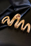 Gold Wave Shaped Plated Alloy Large Hair Clip