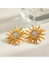 Stainless Steel Inlaid Rhinestone Sun Shape Stud Earrings