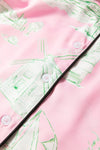 Pink Piping Detail Drawstring Shorts Pajama Set