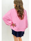 Sachet Pink Plain Drop Sleeve Henley Sweatshirt