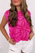 Bright Pink Side Buttons Sleeveless Floral Knitted Top