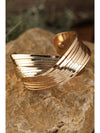 Gold Textured Crossover Metal Cuff Wide Bracelet