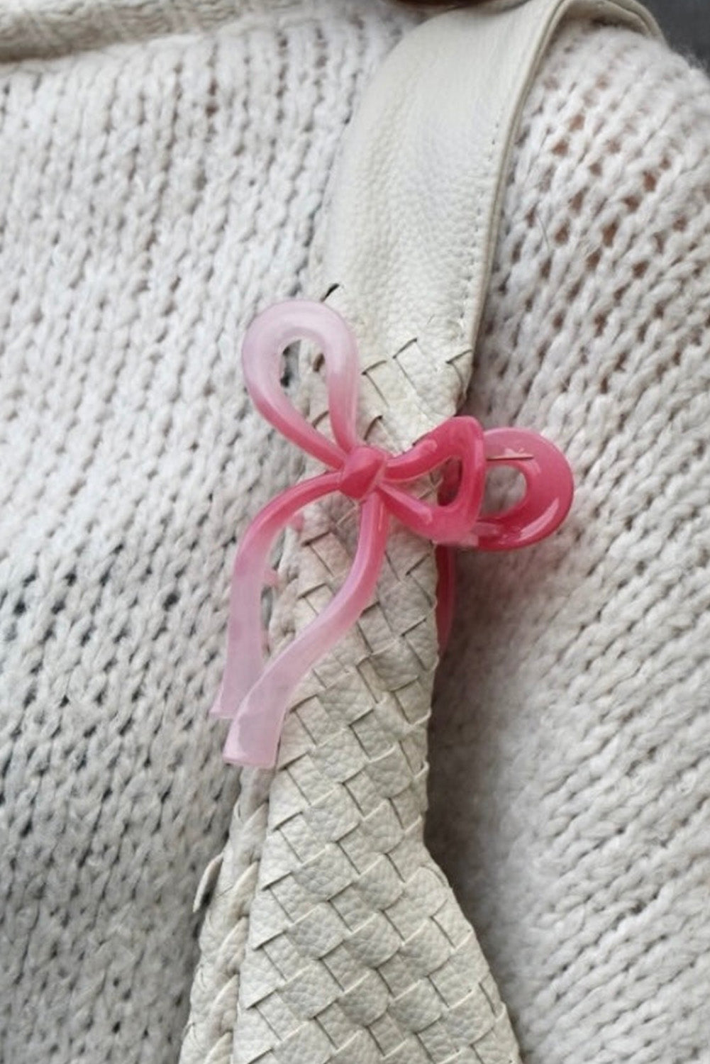 Pink Long Tail Bow Knot Shape Hair Claw