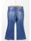 Blue Plus Size Exposed Seam High Waist Flare Jeans