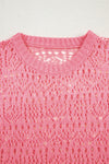 Sachet Pink Plain Hollow Out Knitted Top