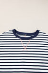 White Stripe Patchwork Exposed Seam Loose Fit Sweatshirt