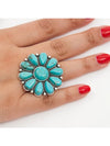 Artificial Turquoise Alloy Flower Ring