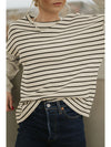 Black Stripe Patchwork Loose Long Sleeve Tee - Cocoa Yacht Club