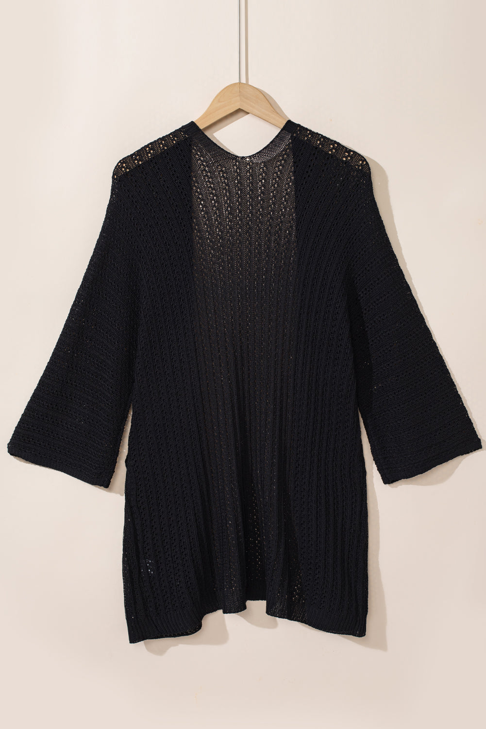 Rose Hollow-out Bracelet Sleeve Knit Cardigan