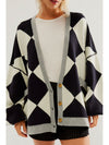 Color Block Button Down Long Sleeve Cardigan