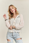 ADORA Button Down Embroidered Blouse
