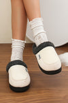 White Plush Lined Winter Warm Slippers