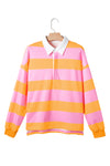 Yellow Colorblock Button Collared Sweatshirt