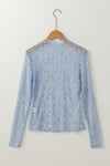 Ashleigh Blue Sheer Floral Lace Long Sleeve Slim Fit Top