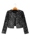 Golden Fleece Sequin Open Front Collarless Jacket