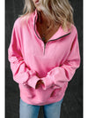 Black Zip-up Stand Neck Kangaroo Pocket Sweatshirt