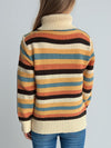 Contrast Stripes Turtleneck Long Sleeve Sweater