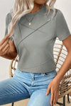 Medium Grey Solid Color Round Neck T Shirt