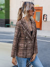 Full Size Plaid Lapel Collar Blazer - Cocoa Yacht Club