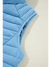 Sky Blue Plush Collared Quilted Zipped Puffer Vest