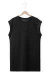 Black Studded Cap Sleeve Plus Size T Shirt Dress