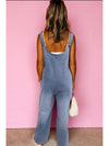 Wide Strap Denim Overalls with Pockets