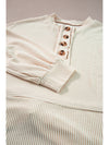 Apricot Textured Lantern Sleeve Henley Top