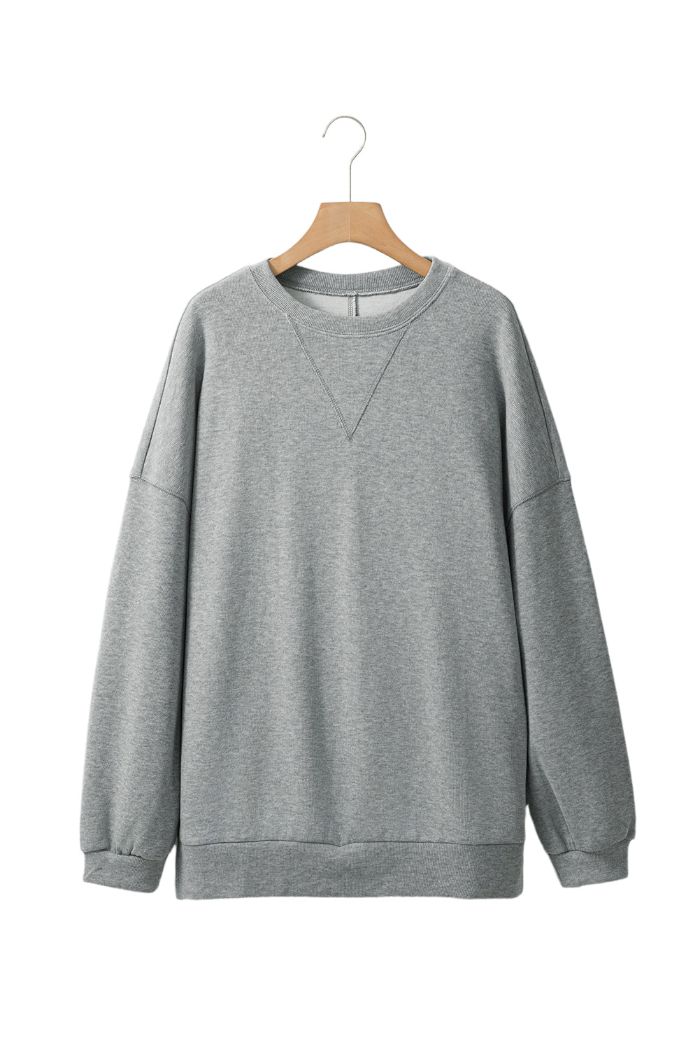 Medium Grey Side Split Drop Shoulder Oversized Long Sleeve Top