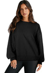 Bonbon Solid O Neck High Low Hem Pullover Sweatshirt