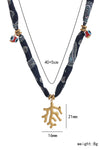 Bluing Boho Print Coral Pendent Scarf Necklace