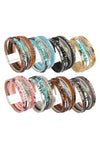 Pink Snake Print Turquoise Detail Boho Bracelet Set